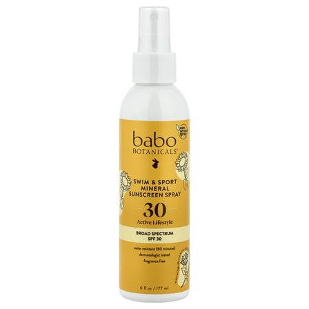 Babo Botanicals Swim & Sport Mineral Sunscreen Spray SPF 30 - 6 oz