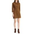 thumbnail image 2 of INSPIRE CHIC Women's Denim Dress 3/4 Sleeve Button Down Mini Jean Shirt Dress M Brown, 2 of 8