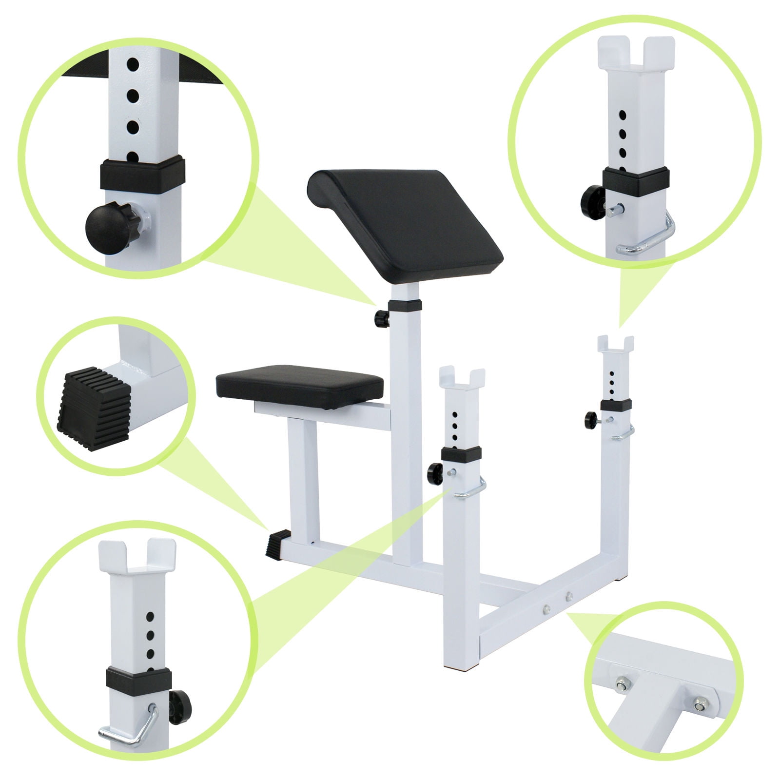 ZENY Arm Curl Weight Bench Adjustable Commercial Preacher Seated Dumbbell