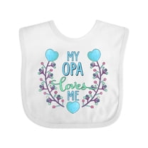 Inktastic My Opa Loves Me with Flowers and Hearts Boys or Girls Baby Bib