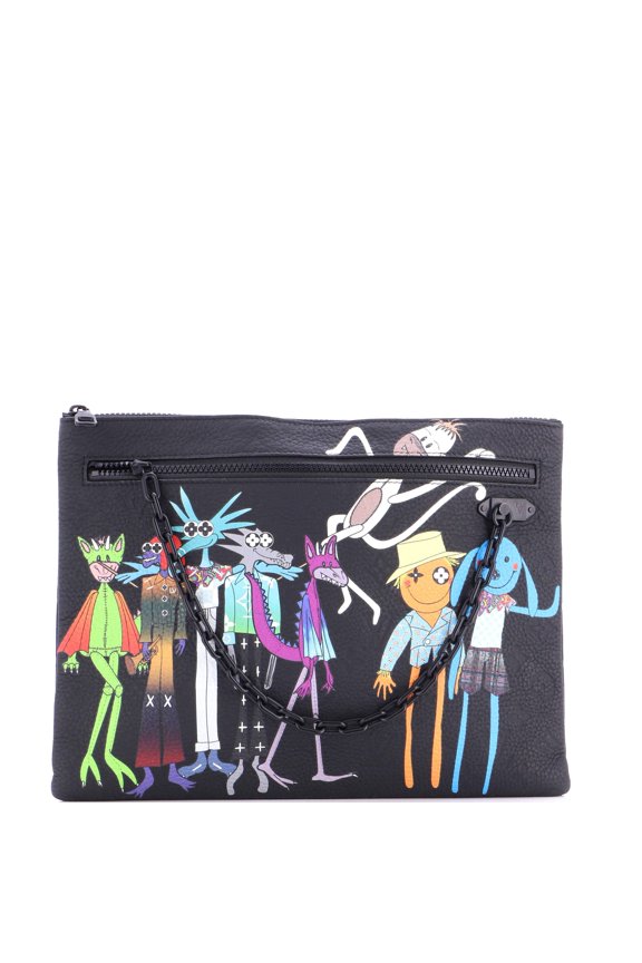 Pre-Owned LV Friends A4 Pouch Printed Monogram Taurillon Leather By Rebag