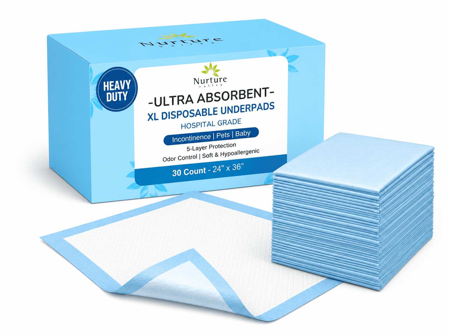 Cardinal Wings Underpad 36X36 Large Absorbent Fluff/Polymer