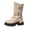 Beige, variant on Women's Platform Mid‑Calf Boots, Faux Leather Orthopedic Biker Boots, Lug Sole Retro Party Riding Booties Black