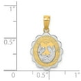 thumbnail image 3 of 14K Two-tone and White Rhodium Solid Spanish Baptism Mi Bautizo Oval Pendant K5084, 3 of 4