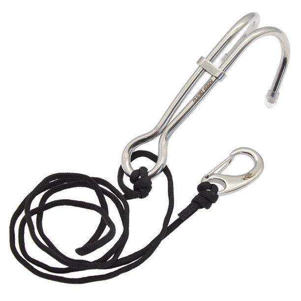 Gancho de buceo de doble cabeza Equipo duradero de acero inoxidable para exteriores (negro)