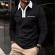 thumbnail image 2 of Gibobby Playera polo hombre Camisa de manga larga para hombre Camisa deportiva a juego con botones de color(BK1,XL), 2 of 3