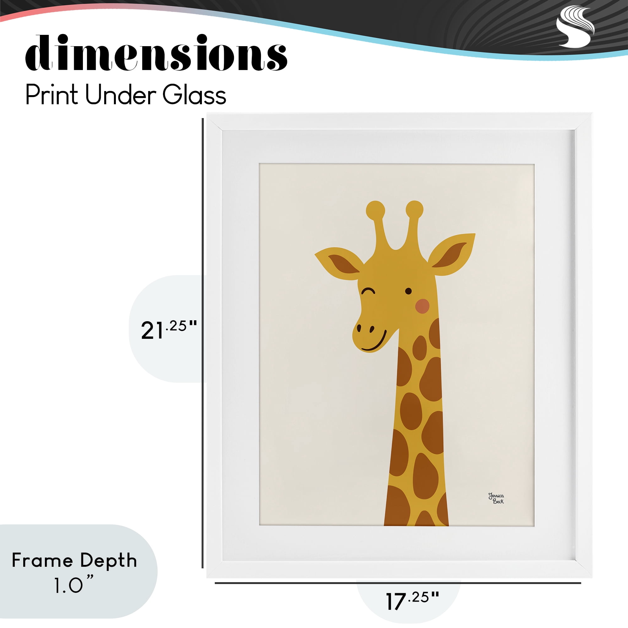 Stupell Industries Winky Giraffe Portrait White Framed Print Under Glass, design by Jessica Beck
