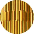 thumbnail image 1 of Ahgly Company Machine Washable Indoor Round Abstract Yellow Contemporary Area Rugs, 3' Round, 1 of 4