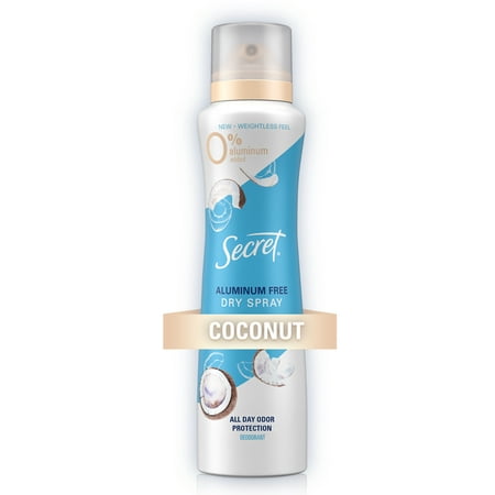 Secret Dry Spray Aluminum Free Deodorant  Coconut and Hemp Seed Oil  4.1oz.