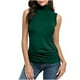 thumbnail image 3 of Manga larga blanca,Blusa informal de cuello alto sin mangas para mujer, color liso, tejido elástico suave, ideal para uso diario y en casa, sopatenor, 3 of 9