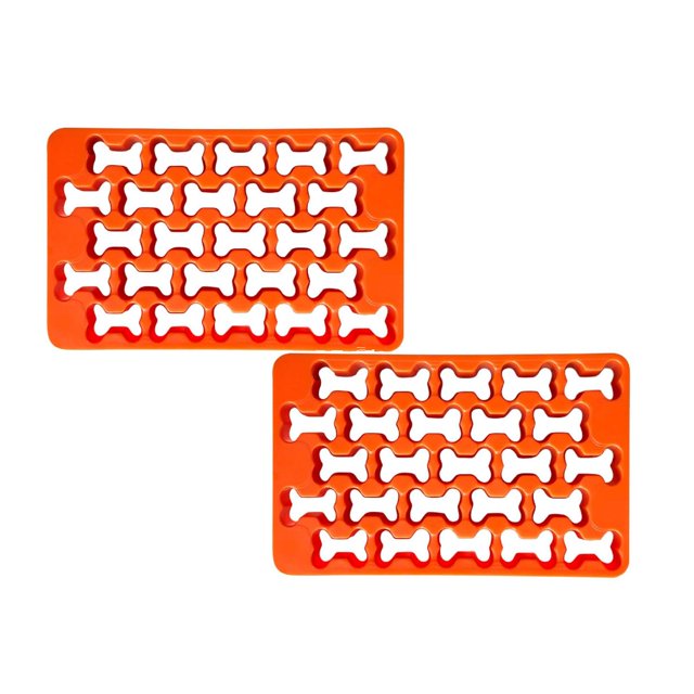 Oleegame 2PC Cookie Mold 25 Cavity Mini Dog Bone Cookie Cutter Mini Plastic Bone Cutter For Tiny Bone Shaped Foods Cookies Orange