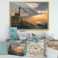 thumbnail image 3 of Designart 'Lighthouse On A Rocky Coastal Cliff At Evening Light' Nautical & Coastal Framed Art Print, 3 of 4