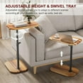 thumbnail image 4 of Tv Tray Table Adjustable Height C Shaped End Table for Couch, Swivel Side Table for Drinks, Snacks and Small Space, Acacia Wood Couch Arm Table Tray for Sofa, Bed or Chair, 4 of 17
