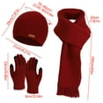 thumbnail image 3 of HomeDM Womens Winter Beanie Hat Scarf Gloves - 3Pcs Cold Weather Warm Fleece Knit Hat Long Scarf Neck Warmer Gloves Set Gifts for Women Red, 3 of 4