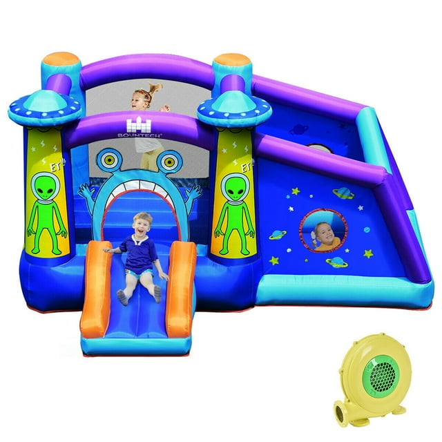 Gymax Inflatable Bouncer Alien Bounce HouseKids Jump Slide Ball Pit w/ 480W Blower