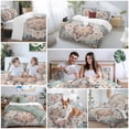 thumbnail image 5 of 3 Piece Orange Blue Duvet Cover Set Queen Size,Microfiber Comforter/Quilt Cover with Corner Ties and 2 Pillowcases,Boho Geometric Middle Century Abstract Western Soft Bedding with Zipper Closure, 5 of 8