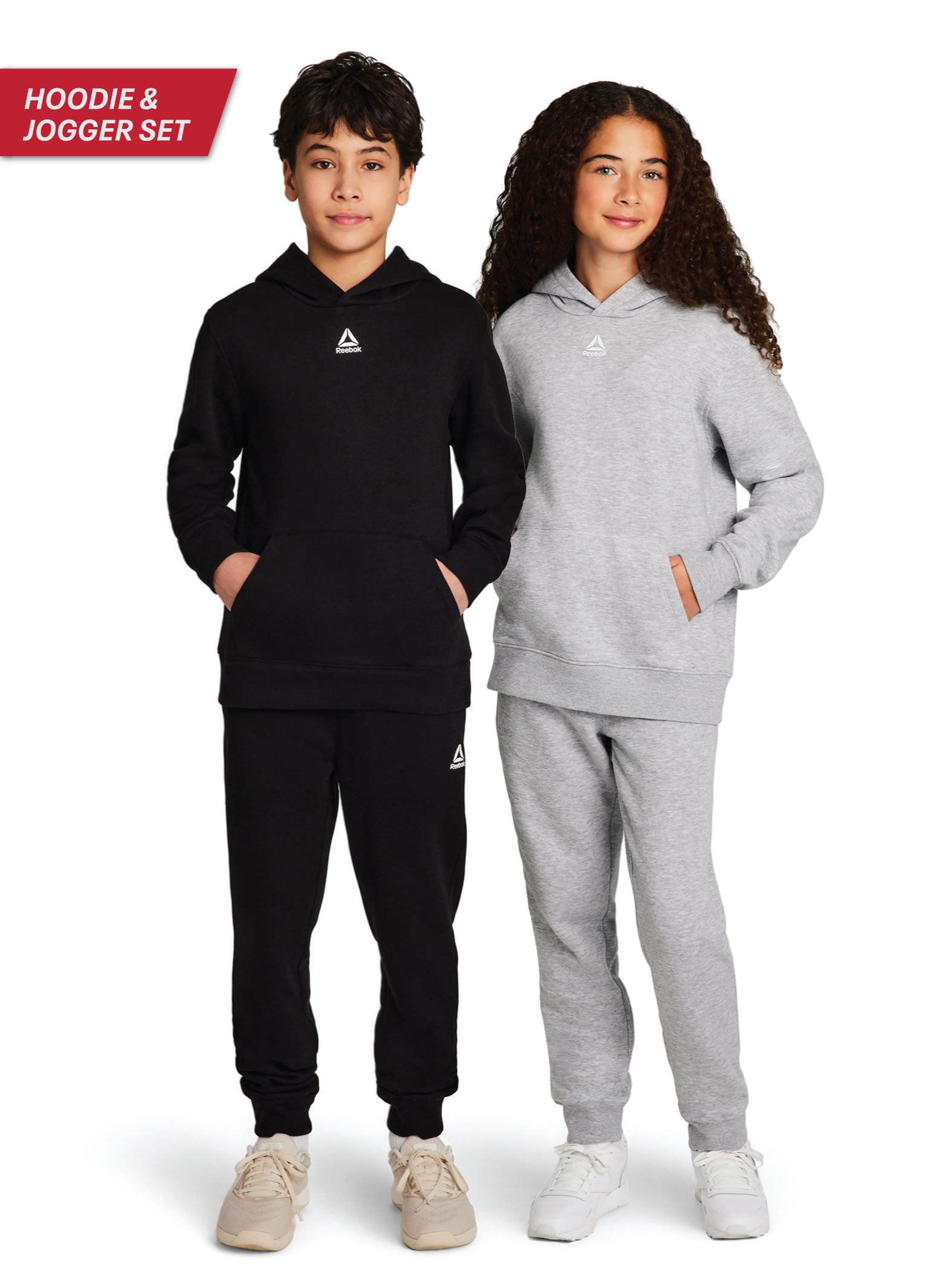 Reebok Kid's Unisex Athletic Game Day Sport Core Hoodie & Jogger, 2-Piece Set, Sizes 4-18