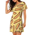 thumbnail image 2 of Balery Hot Dogs Motif Chemise de Nuit à Manches Courtes Col Rond Mignonne Robe de Nuit Confortable Vêtements de Détente, 2 of 6