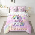 thumbnail image 2 of Erosebridal Rainbow Unicorn Bed in a Bag Full size 7 Pieces, Room Decorative, Pink, 2 of 5