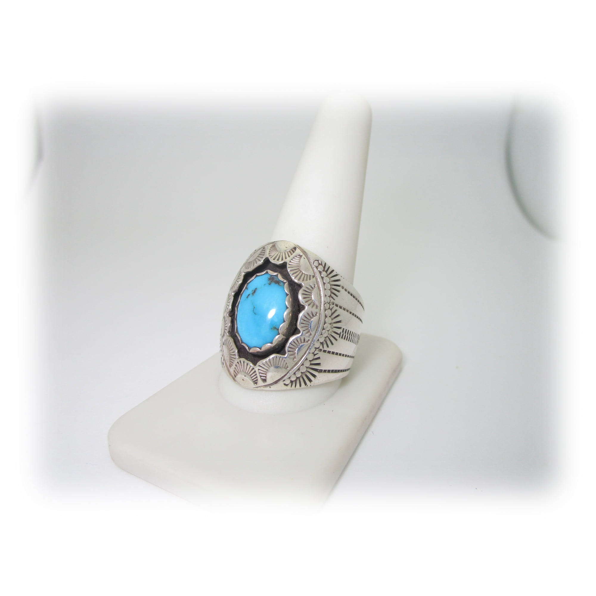 Men’s Sterling / Turquoise Ring 2024 Native American Style size 11