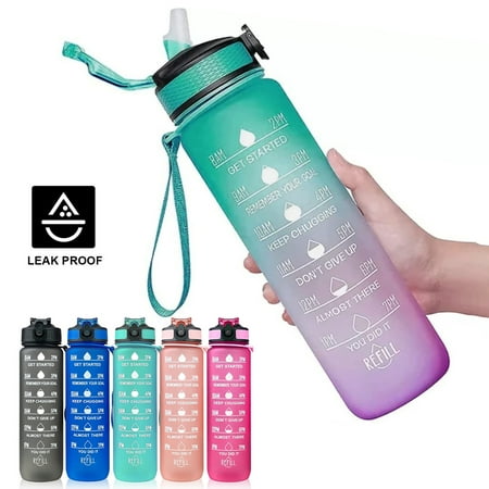 

Jiaroswwei 33oz Water Bottle with Time Marker Water Bottles with Times to Drink and Straw Motivational Gym Bottle Gift for Fitness Sports & Outdoor Leakproof & BPA Free