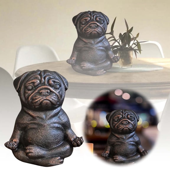 Zen Meditation Dog Resin Statue - Asian Style Handcrafted Figurine for Home & Garden Decor, Spiritual Ornament for Office Shelf or Courtyard