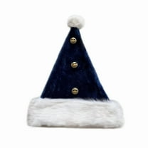 Plush Jingle Bell Christmas Hat - Festive Family Party Decoration, Soft Comfortable Hat for Adults, Cute Holiday Headwear for Christmas Celebrations, 12.6*17.72in, Navy