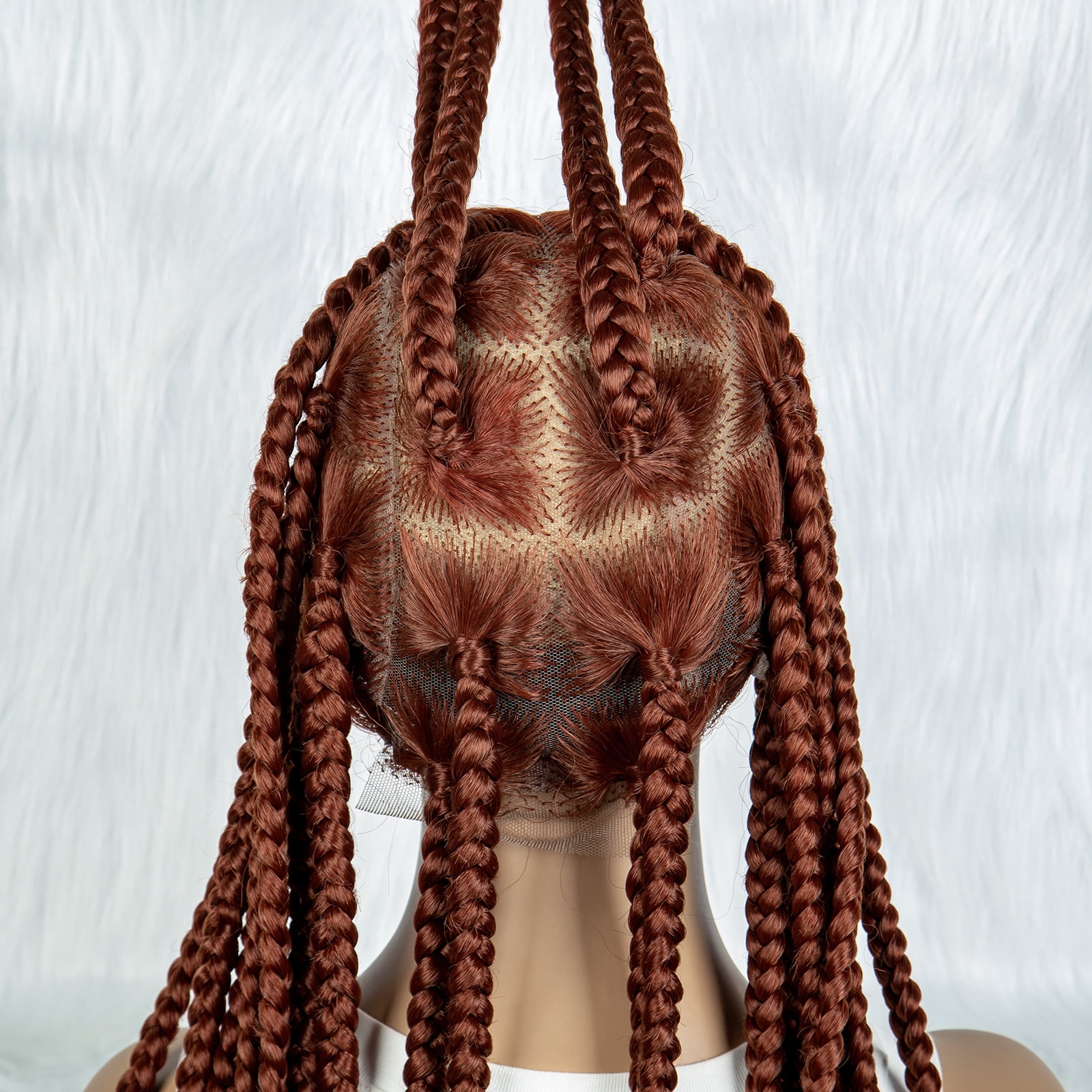 350# Color Braided Wigs for Black Women Transparent HD Full Lace Square Knotless Box Braided Wigs Twist Cornrow Braids Synthetic Lace Front Wigs with Baby Hair Handmade Faux Locs Wig 36 inches