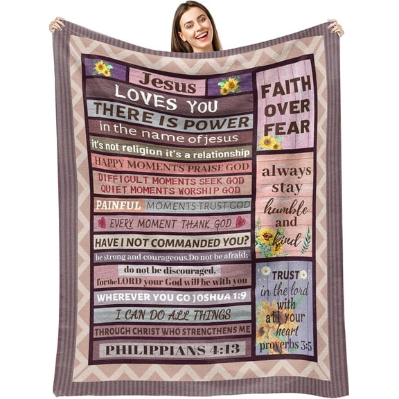 Christian Gifts for Women Faith Blanket 60"X 50" - Religious Inspirational Gifts for Women,Christian Spiritual Faith Gifts,Best Christian Religious Birthday Gifts for Women Men,Jesus Gifts Blanket