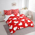 thumbnail image 3 of Homewish Lovely Heart Loves 7 Pieces Bedding Comforter Set,Romantic Valentine'S Day Full Bedding Set,White Red Fitted Sheet Flat Sheet For Girls Kids,Breathable Home Decor Reversible, 3 of 8