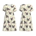 thumbnail image 3 of Bixox Robe d'Été à Manches Courtes pour Femmes Robe Ample Longueur Genou avec Poches-Dunny Chicken, 3 of 7