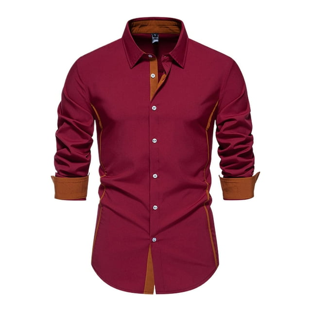2025 Camisa informal de manga larga para hombre: material resistente, versátil para el trabajo o las vacaciones