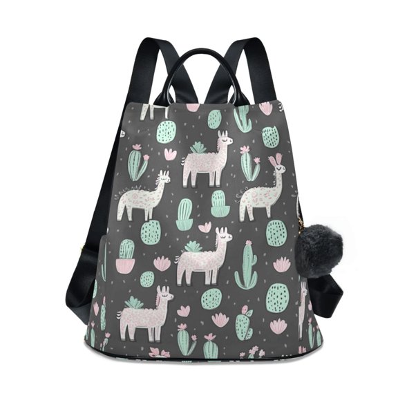 FORMRS Women's Travel Backpack Purse Anti-Theft Hidden Pockets Casual Shoulder Bag, Cute Llamas Pattern