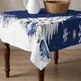 thumbnail image 4 of Navy Blue Christmas Table Cloth Waterproof Tablecloths, Xmas Tree Snowflake Winter Tablecloth Dining Table Cover for Kitchen Party Tabletop Outdoor, Square Tablecloth 60x60 Inch, 4 of 9