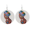 thumbnail image 4 of 3xwooden Africian Women Pattern Drop Hook Stud Earrings Jewelry Style L------Product code 68913, 4 of 5