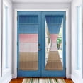 thumbnail image 2 of Pink Blue Brown Door Curtains for Door Window, French Sidelight Front Back Door Curtains With Tieback, Farmhouse Gradient Wooden Plank Art Kitchen Rod Pocket Drapes Panel, 25"x72", 2 of 5