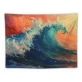 thumbnail image 5 of Chilfamy  Ocean Waves Tapestry Wall Hanging for Guys Boys Bedroom, Sea Wave Blue Surf Art Room Decor Wall Tapestries, Washable Aesthetic Home Office Wall Decor Tapestry Wall Blanket Posters 40x30inch, 5 of 6