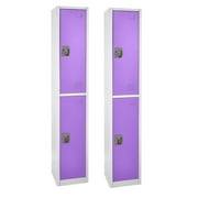 AdirOffice 72'' 2-Tier Key Lock Purple Steel Storage Locker 2/Pack (629-202-PUR-2PK)