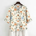 thumbnail image 5 of 3/4 Sleeve Boho Linen Tops for Women, Spring Floral Printed Blouses for women Dressy Casual, Basic Womens Cotton Linen Top, 5 of 5