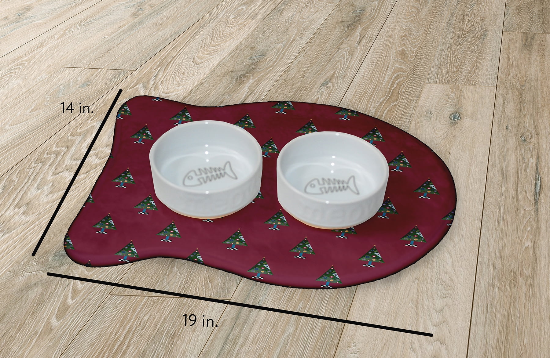 Simply Daisy Crazy Christmas Fish Shape Pet Feeding Mat for Cats