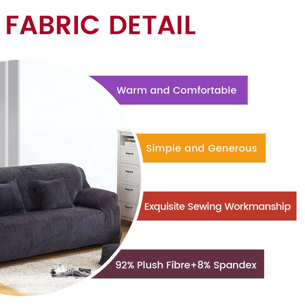 TOPCHANCES Thick Plush Sofa Covers, Stretch Couch Chair Slipcover, Non Slip Furniture Protector (Sofa Cover, Dark Gray)