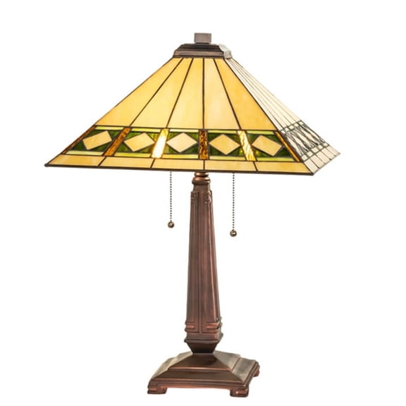 Meyda Tiffany 255027 Diamond Band Mission 2 Light 23" Tall Buffet Table Lamp - MultiColor