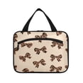 thumbnail image 2 of Travel Hanging Toiletry Bag with 4 Zipped Compartments Waterproof Makeup Accessories Spacious Cosmetic Bag Cute Brown Bow Large, 2 of 9
