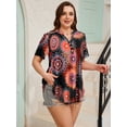 thumbnail image 2 of LARACE Womens Summer Plus Size Tunic Tops Short Sleeve Blouses Casual Shirts Flower24_2X, 2 of 7