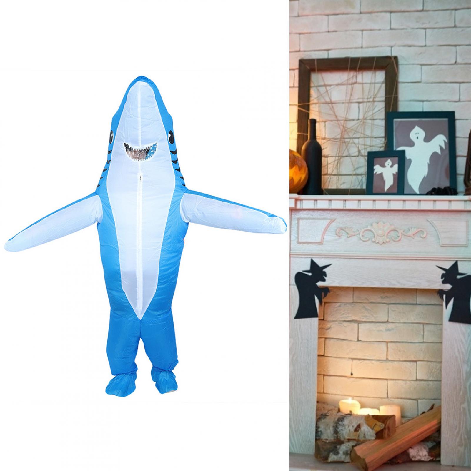 Costume De Requin Gonflable Pour Adulte - Bleu, Gonflage Rapide, Ventilateur Intégré - Pour Halloween, Fêtes, Carnaval