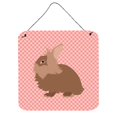thumbnail image 1 of Lionhead Rabbit Pink Check Wall or Door Hanging Prints, 6 x 6 in., 1 of 1