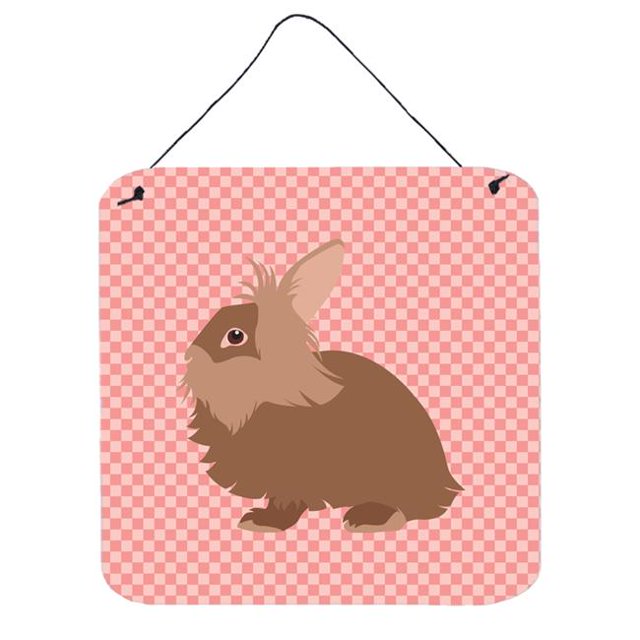 Carolines Treasures BB7960DS66 Lionhead Rabbit Impression Murale Ou de Porte à Carreaux Roses, 6 x 6 Po.