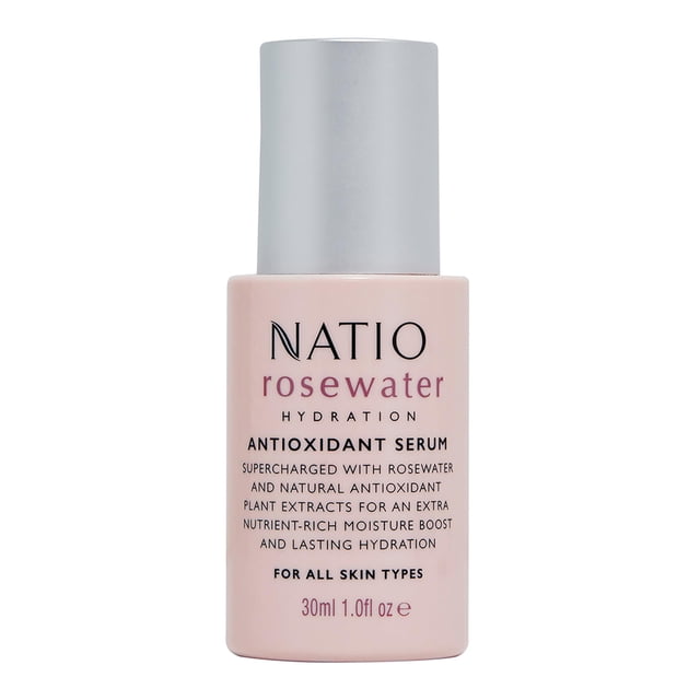 Antioxidante hidratante Serum Natio con agua de rosas, 30 ml, antienvejecimiento