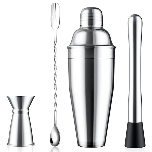 750ml Cocktail Shaker Set Steel Making Kit with Ice Muddler Mixing Spoon Cocktail Measuring Cup - Walmart.com
