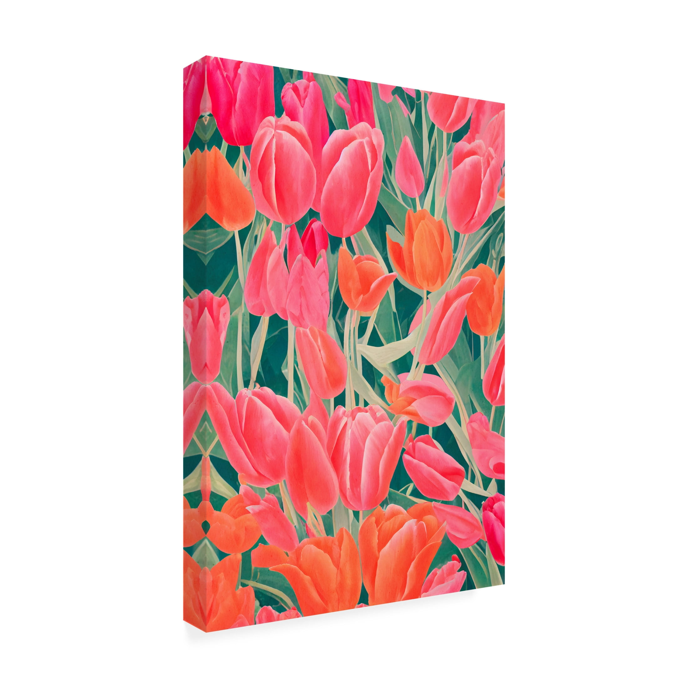 Canvas Wall Art - Treechild 'Pink Tulips' Wall Art for Living Room, Bedroom, or Office D?cor by Trademark Fine Art - 16 x 24 Inches